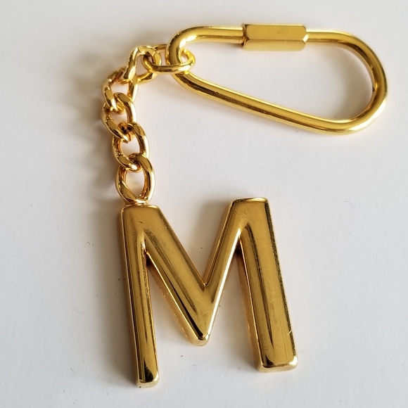 M keychain letter initial key ring gold tone monogram alphabet initial monogram - Picture 4 of 8